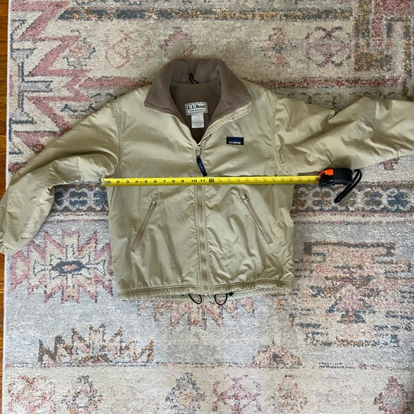 Vintage LL BEAN 90s Tan/Khaki Fleece Lined Warm Up Jacket - Picture 5 of 8